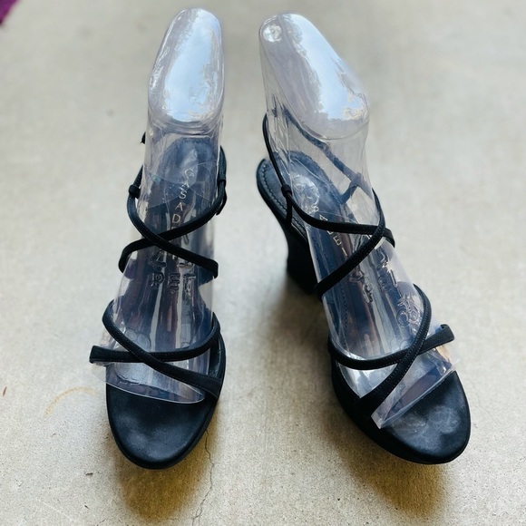 Casadei Platform Wedge Sandals 6.5 Leather Chunky Strappy Black Luxury Gen Z - Picture 6 of 12